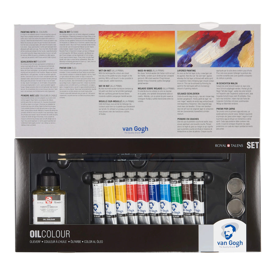 Van Gogh Ölfarben-Set für Fortgeschrittene mit 10 Farben in 20 ml-Tuben + Zubehör
