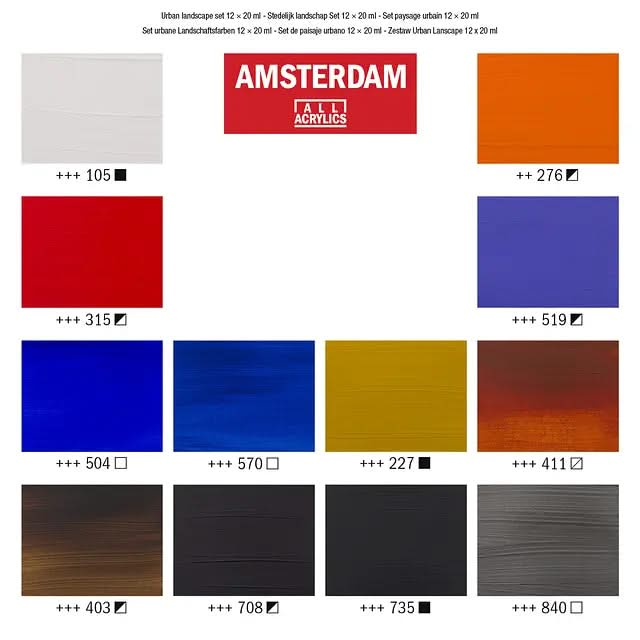 Amsterdam Standard Series Acrylfarben Urbane Landschaftsfarben Set | 12 x 20 ml Amsterdam