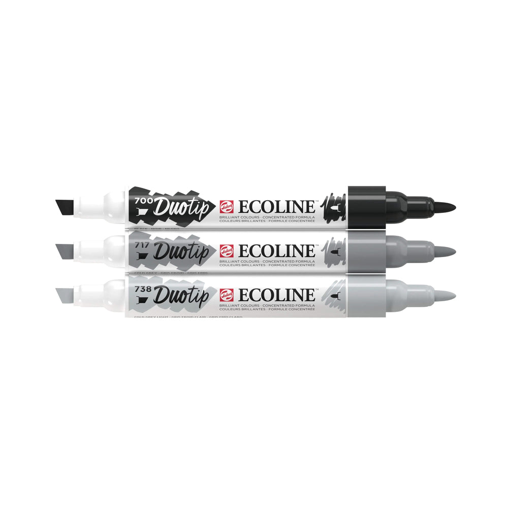 Ecoline Duotip Schwarz-Grau-Set | 3 Farben Ecoline