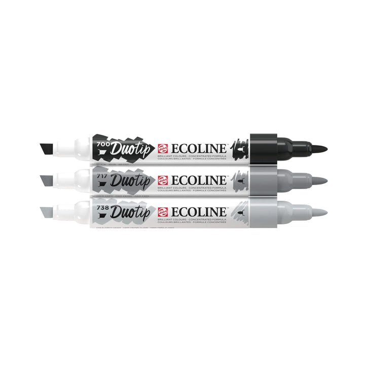 Ecoline Duotip Schwarz-Grau-Set | 3 Farben Ecoline