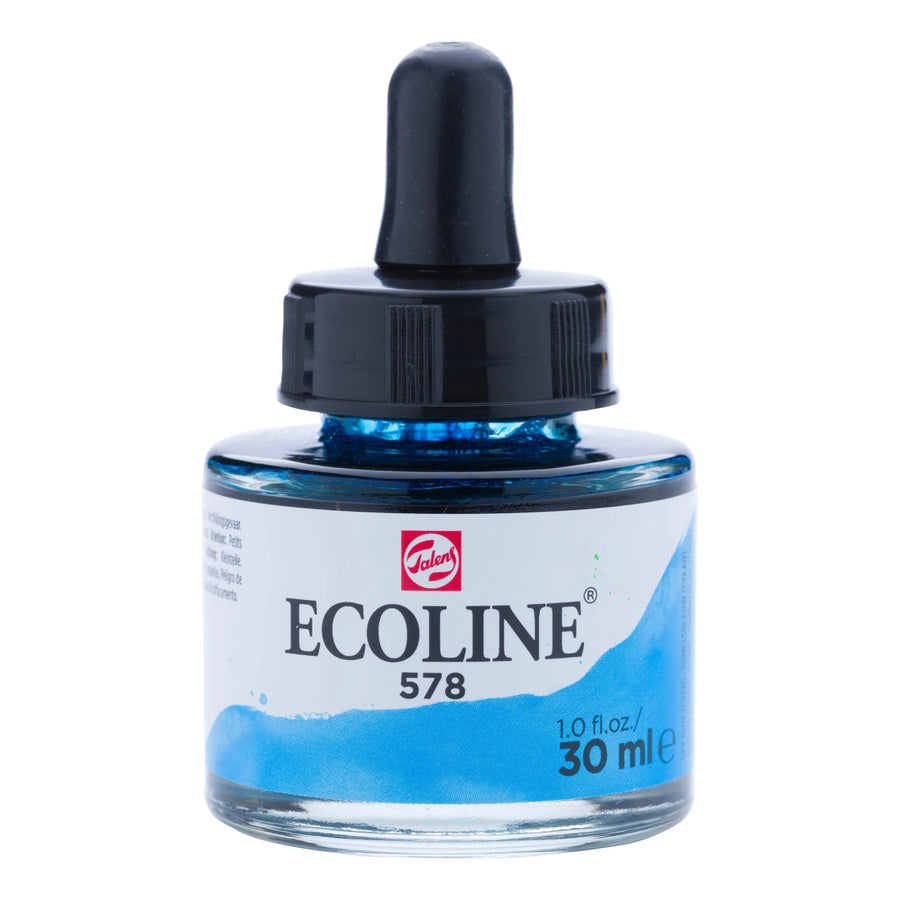 Ecoline Flüssige Wasserfarbe Flasche 30 ml Himmelblau (Zyan) 578