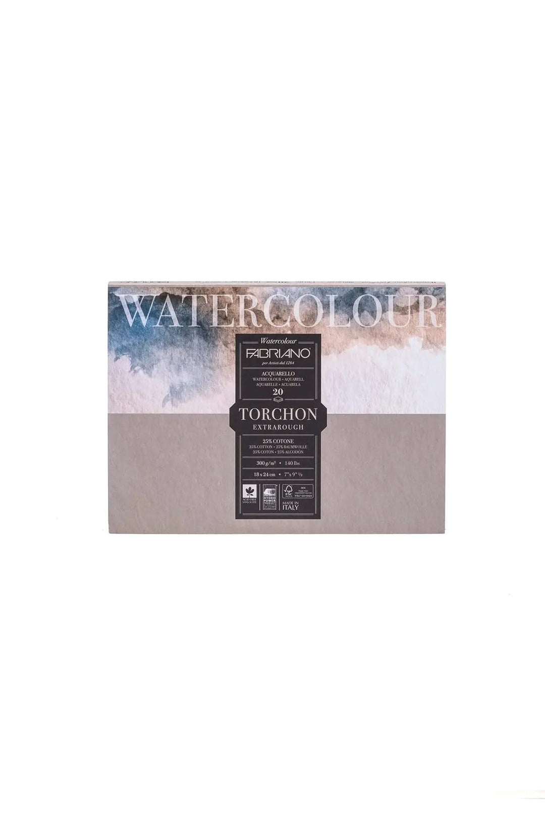 Fabriano Watercolour torchon Block - 23 x 30,5 cm - 300g - 20 Blatt - rau - FSC