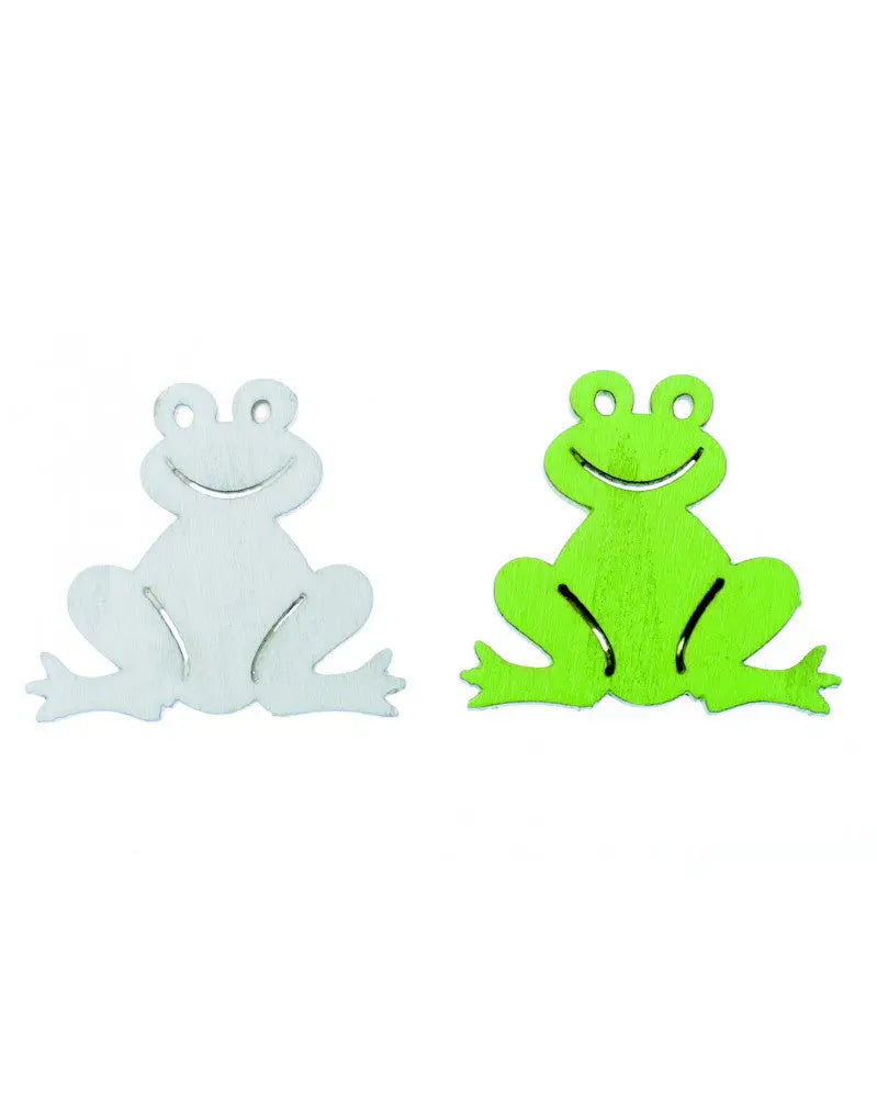 Frosch Streuteil 3,8x3,4cm 8Stk, weiss/grün, Linde