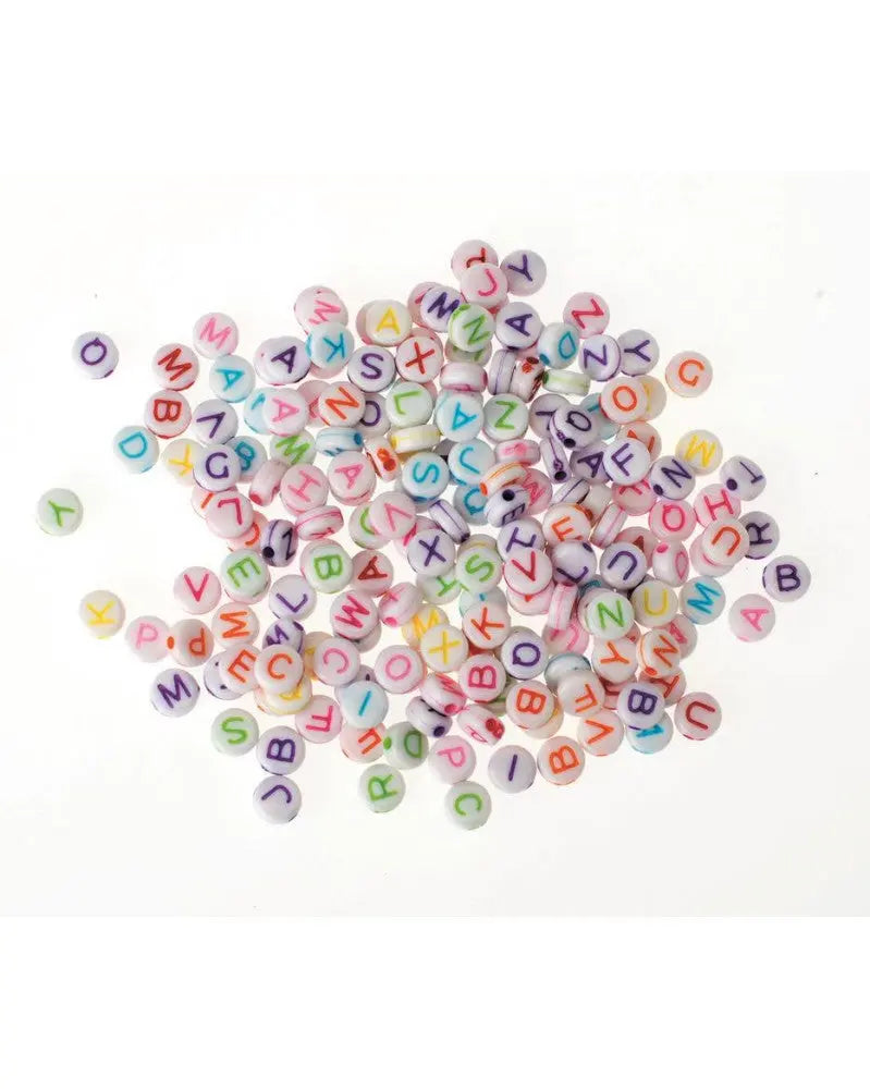 Kunststoff-Scheiben m.Loch 50g, Alphabet farbig 5x2mm