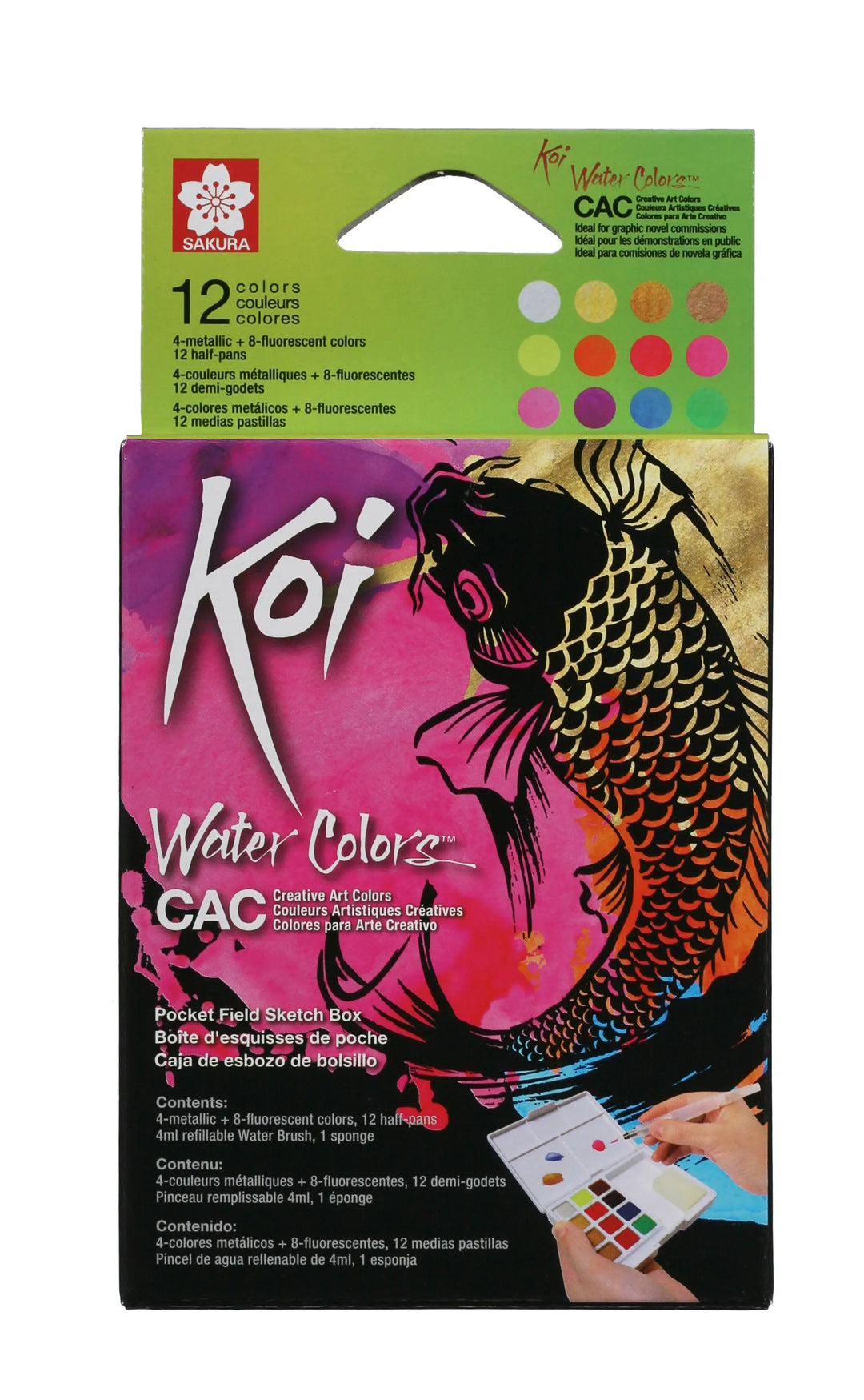 Sakura Koi Water Colors Pocket Field Sketch Box Creative Art Colors | 12 halbe Näpfchen