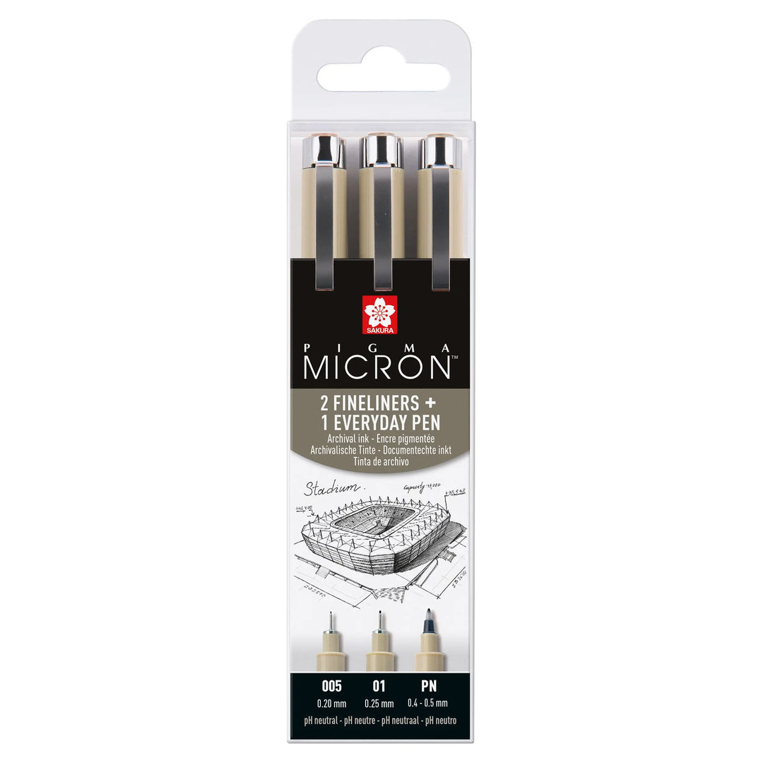 Sakura Pigma Micron Etui 3 Finelinern Schwarz 005-01-PN Architektur