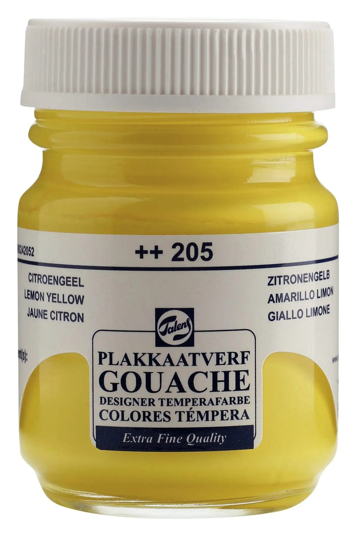 Talens Gouache Extra Fine Quality Flasche 50 ml Zitronengelb (Primär) 205