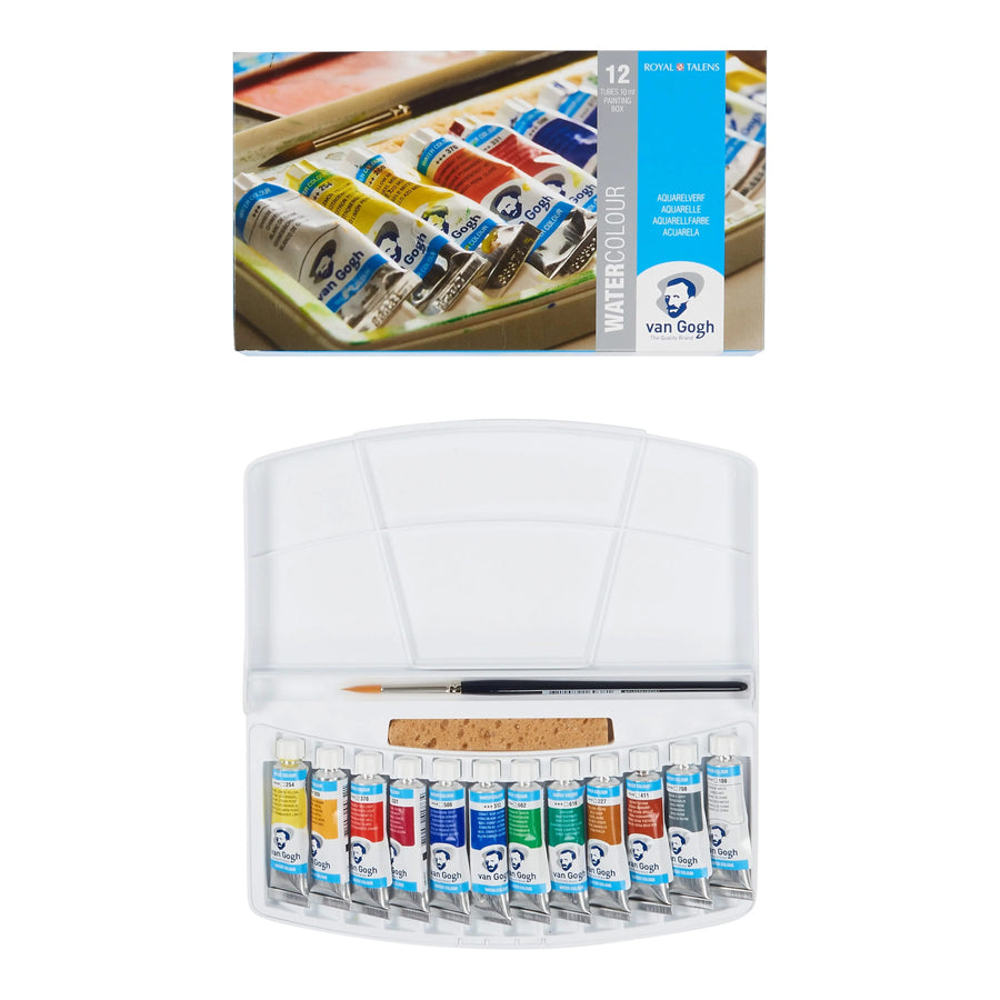 Van Gogh Koffer-Set aus Kunststoff mit 12 Aquarellfarben in 10 ml-Tube