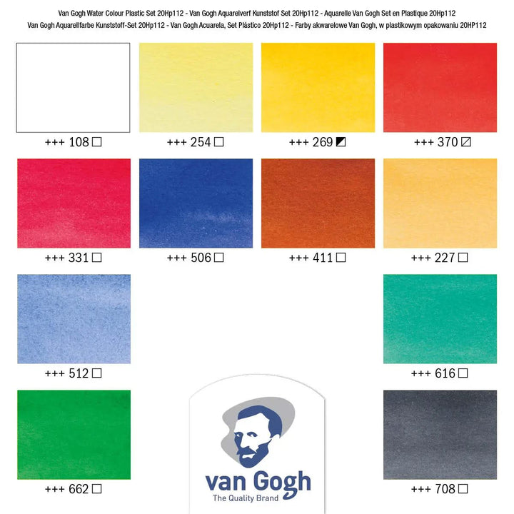 Van Gogh Koffer-Set aus Kunststoff mit 12 Aquarellfarben in 10 ml-Tube Van Gogh