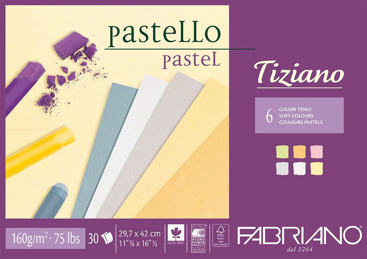 Fabriano Tiziano Block "sanfte Töne" - A3 - 160g - 30 Blatt - Kidis Art