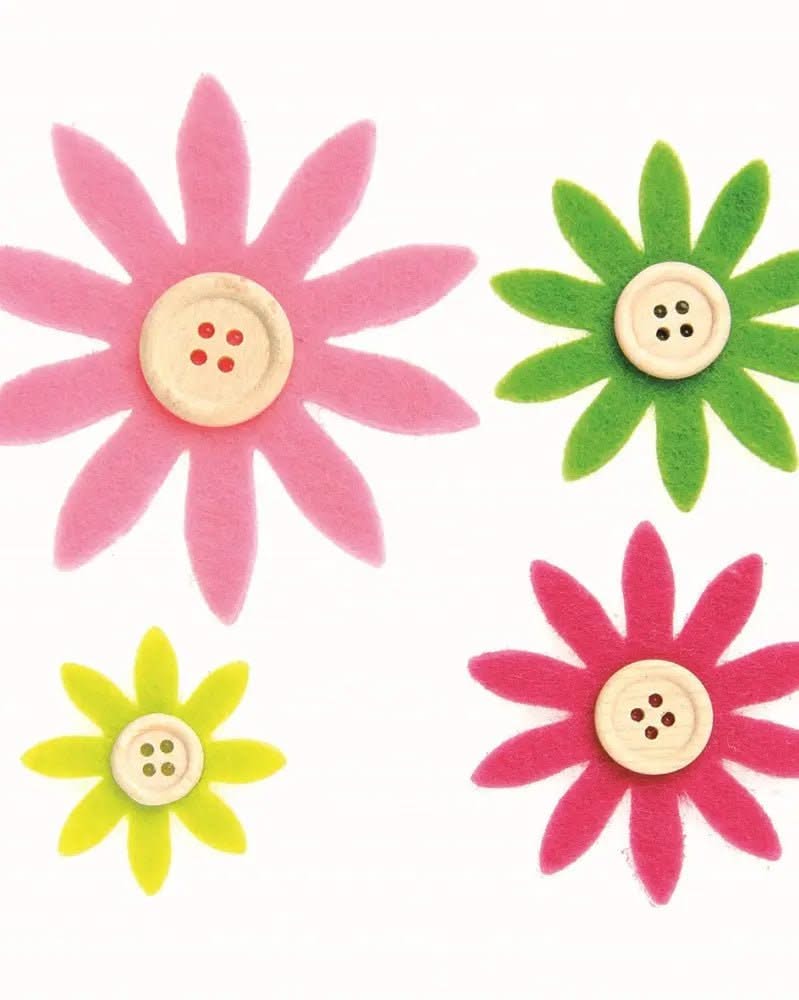 Filzblumen lila, pink grün ,12St sortiert, 3,5 - 7cm - Kidis Art