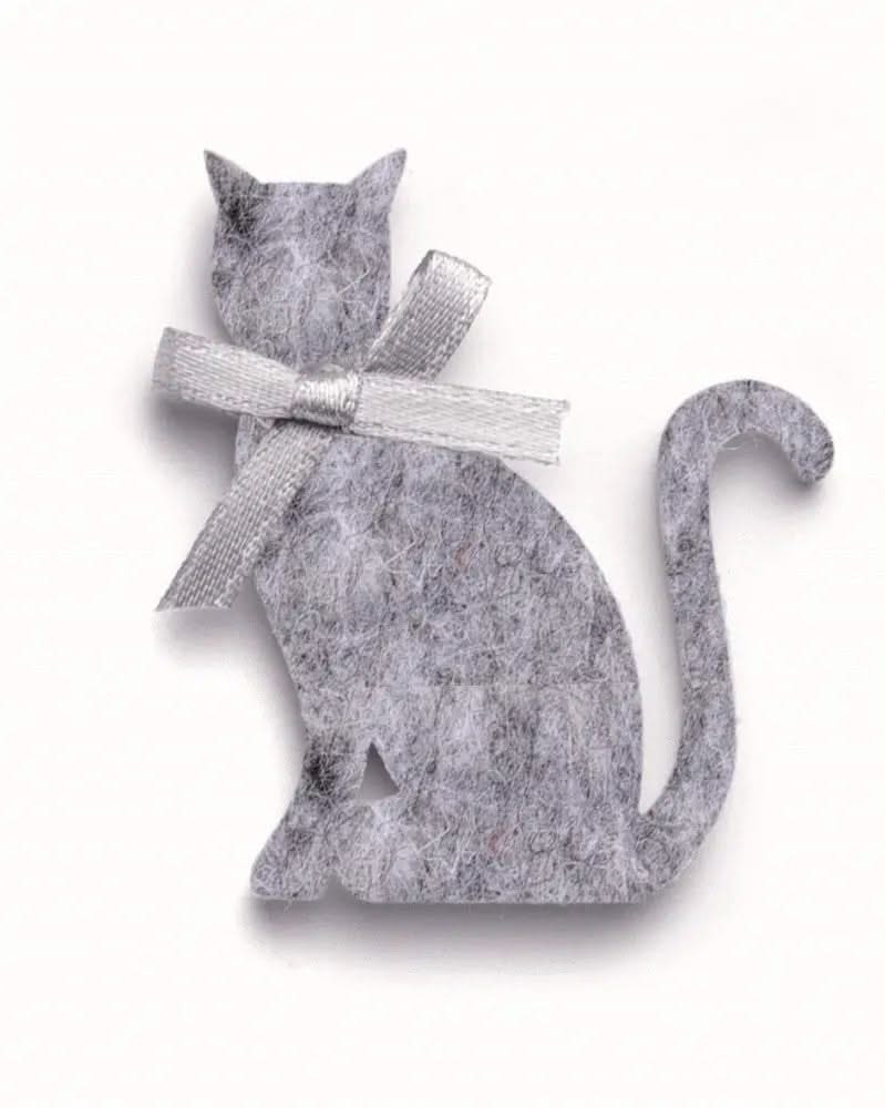 Filzkatzen 6 Stk. grau 5x3,7x0,3cm - Kidis Art