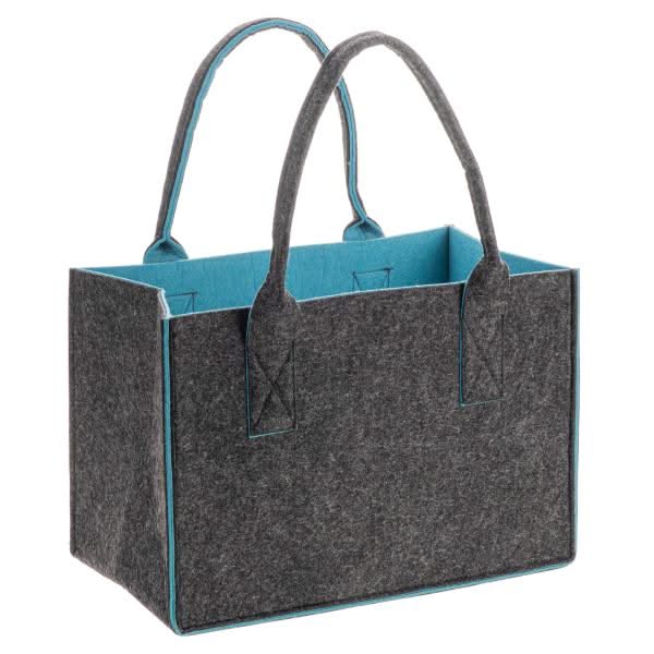 Filztasche, H26xB38xT24cm bicolor, anthrazit/petrol - Kidis Art