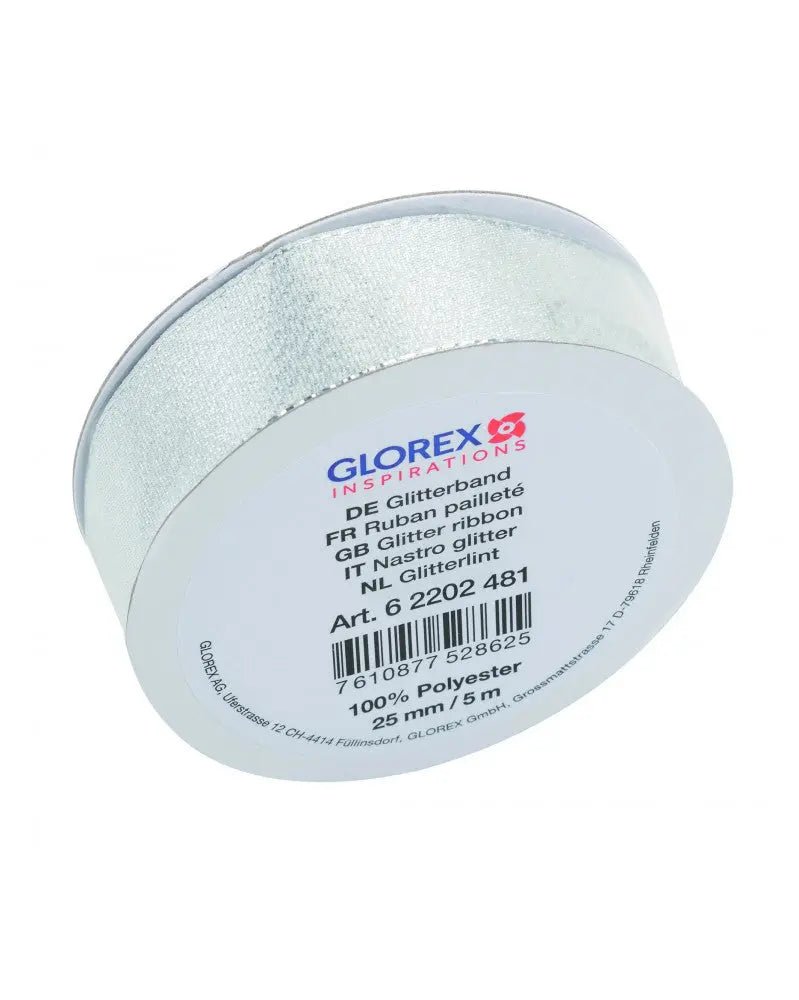 Glitterband silber 25mm 5m - Kidis Art
