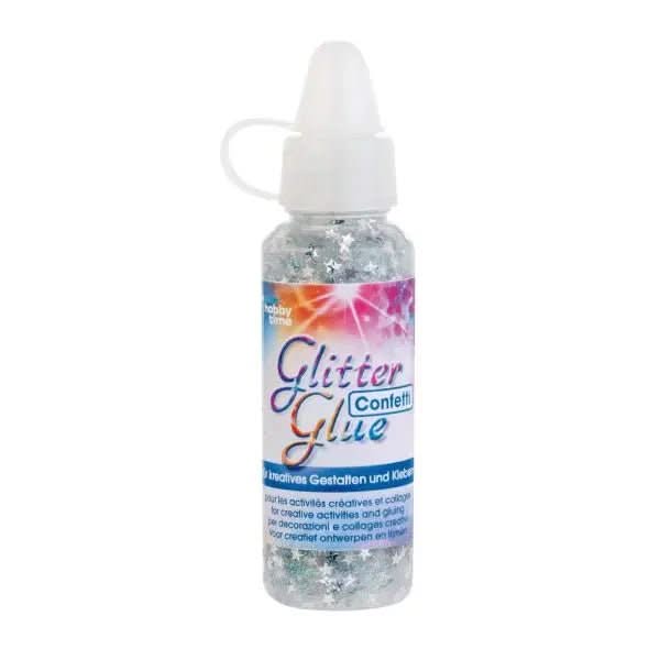 Glitterglue Flasche 53ml Sterne Silber - Kidis Art