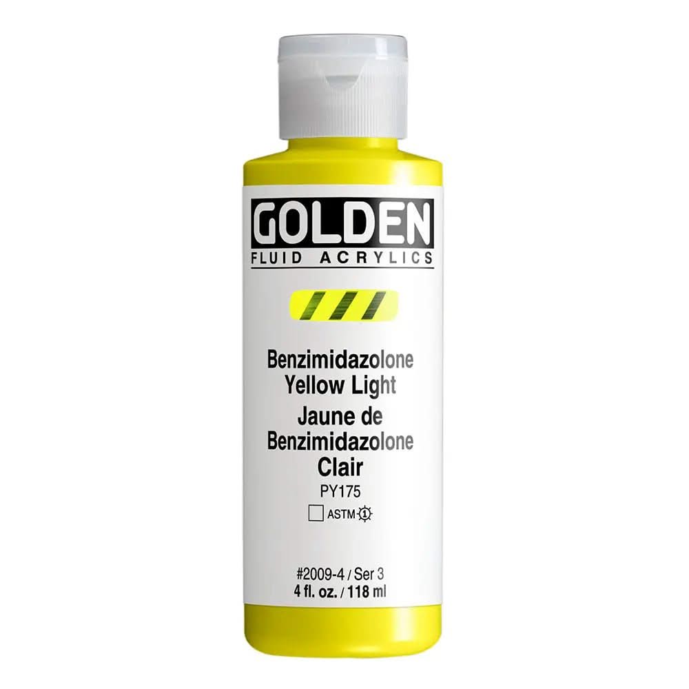Golden Fluid Acrylfarbe Benzimidazolone Gelb Hell 118 ml - Kidis Art