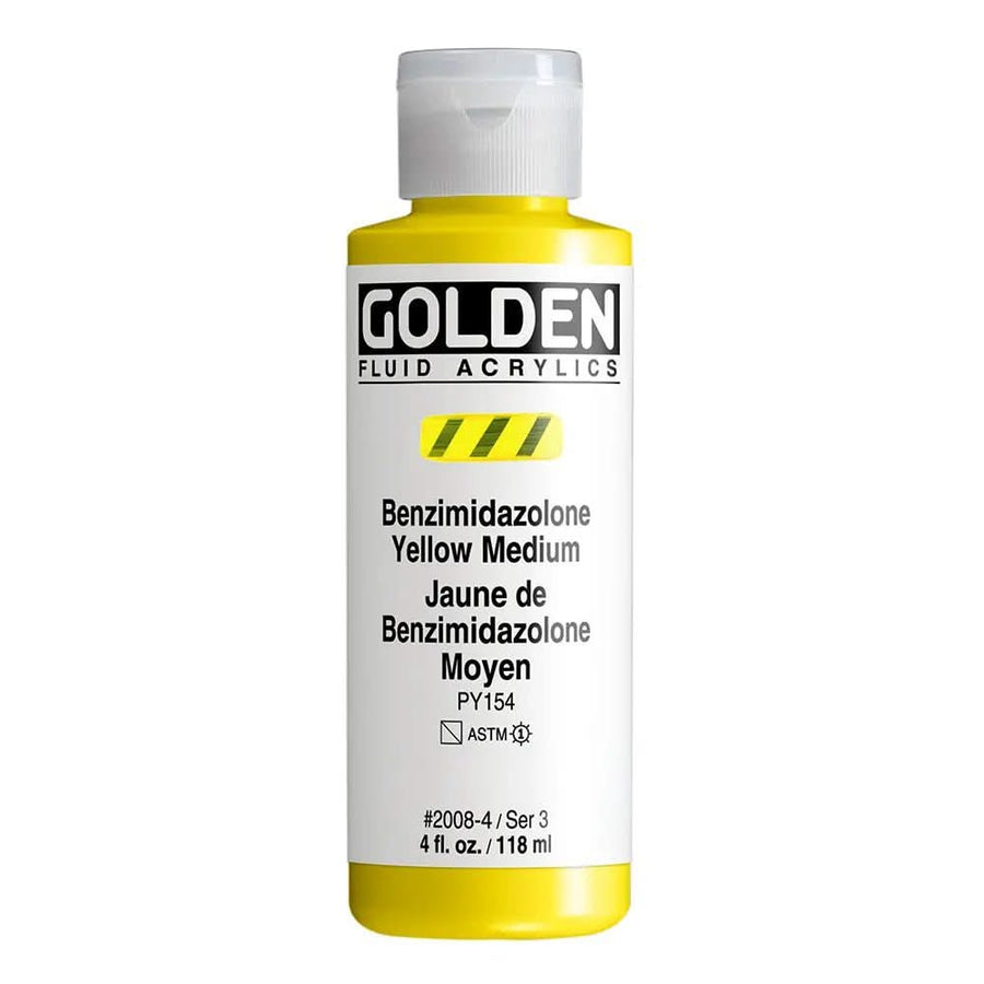 Golden Fluid Acrylfarbe Benzimidazolone Gelb Mittel 118 ml - Kidis Art