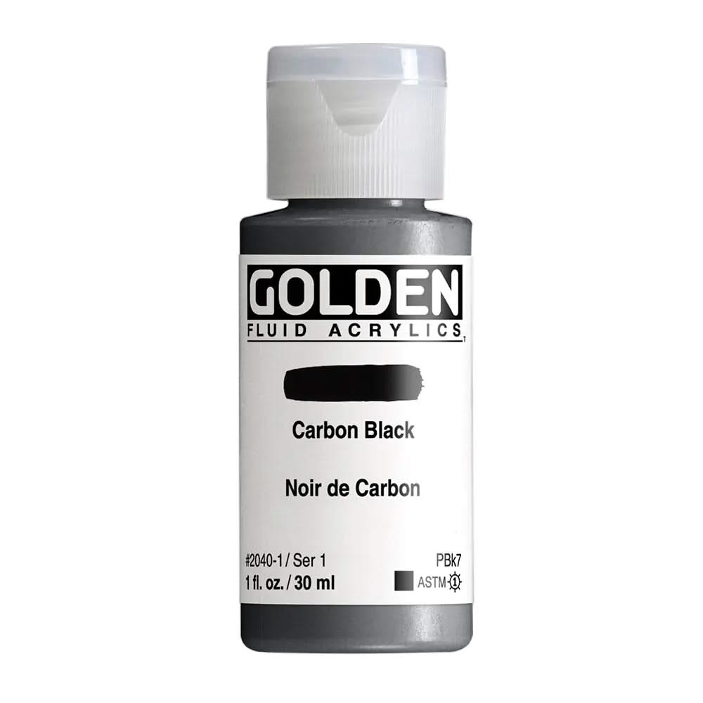 Golden Fluid Acrylfarbe Carbonschwarz 30 ml - Kidis Art