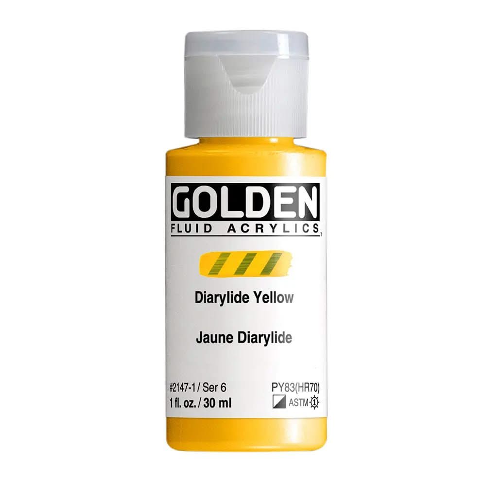 Golden Fluid Acrylfarbe Diarylgelb 30 ml - Kidis Art