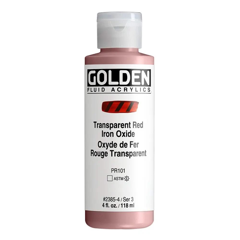 Golden Fluid Acrylfarbe Eisenoxidrot Transparent 118 ml - Kidis Art