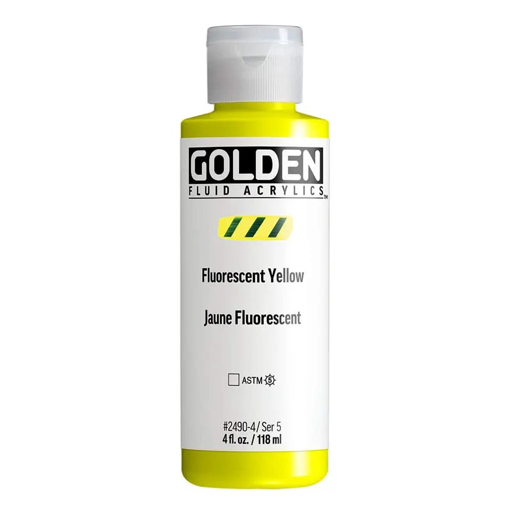 Golden Fluid Acrylfarbe Fluoreszierend Gelb 118 ml - Kidis Art