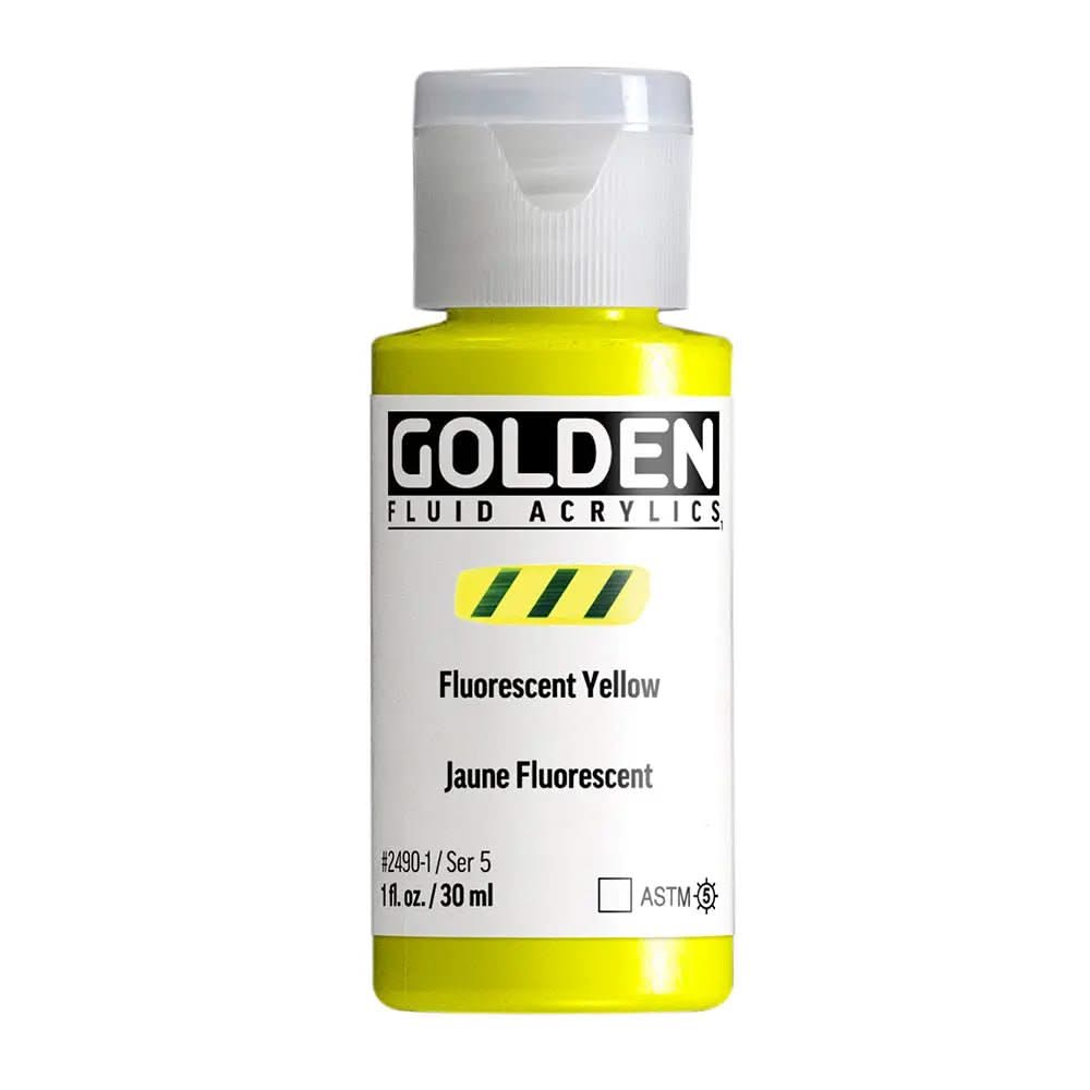 Golden Fluid Acrylfarbe Fluoreszierend Gelb 30 ml - Kidis Art