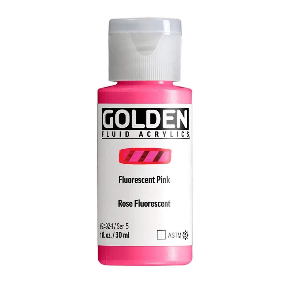 Golden Fluid Acrylfarbe Fluoreszierend Pink 30 ml - Kidis Art
