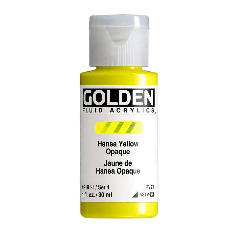 Golden Fluid Acrylfarbe Hansa Gelb Opague 30 ml - Kidis Art