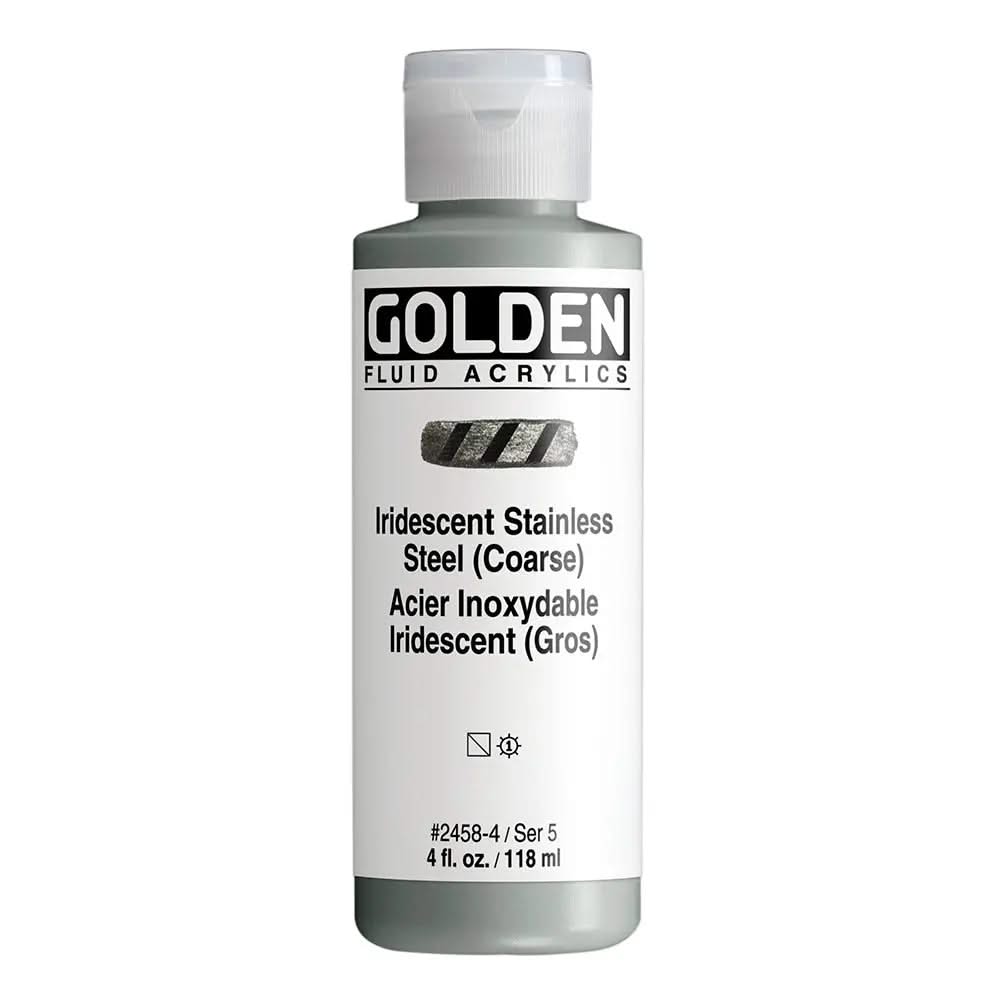 Golden Fluid Acrylfarbe Irisierende Edelstahl (Grob) 118 ml - Kidis Art