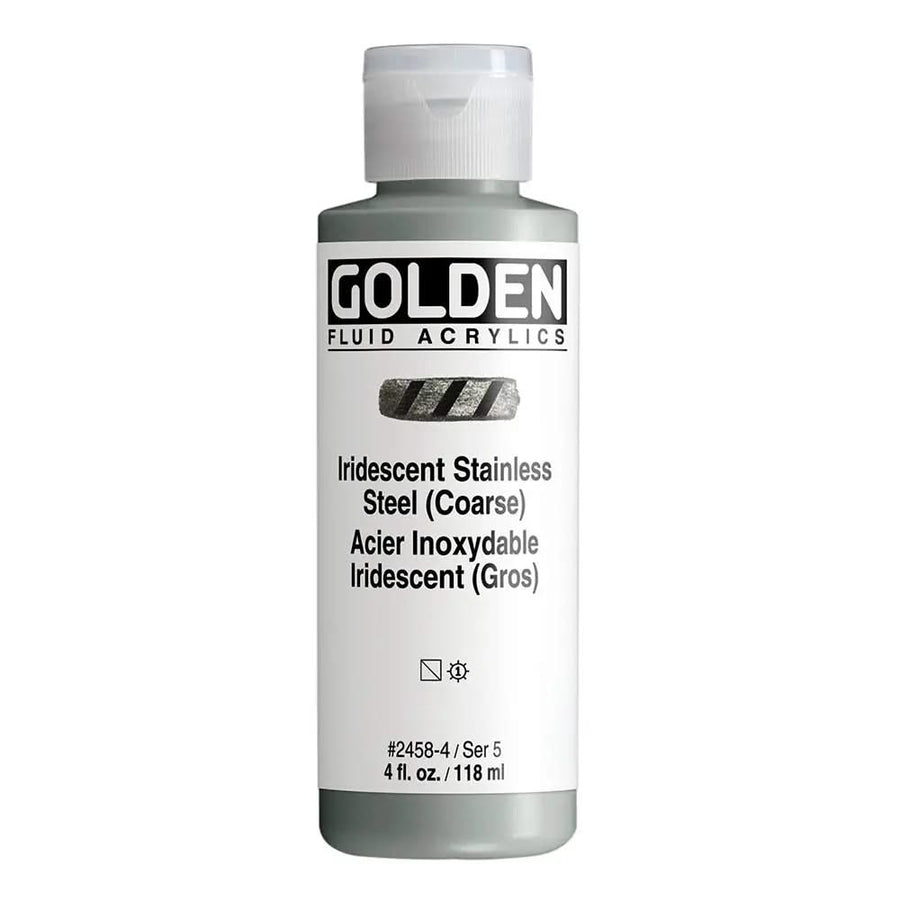 Golden Fluid Acrylfarbe Irisierende Edelstahl (Grob) 118 ml - Kidis Art