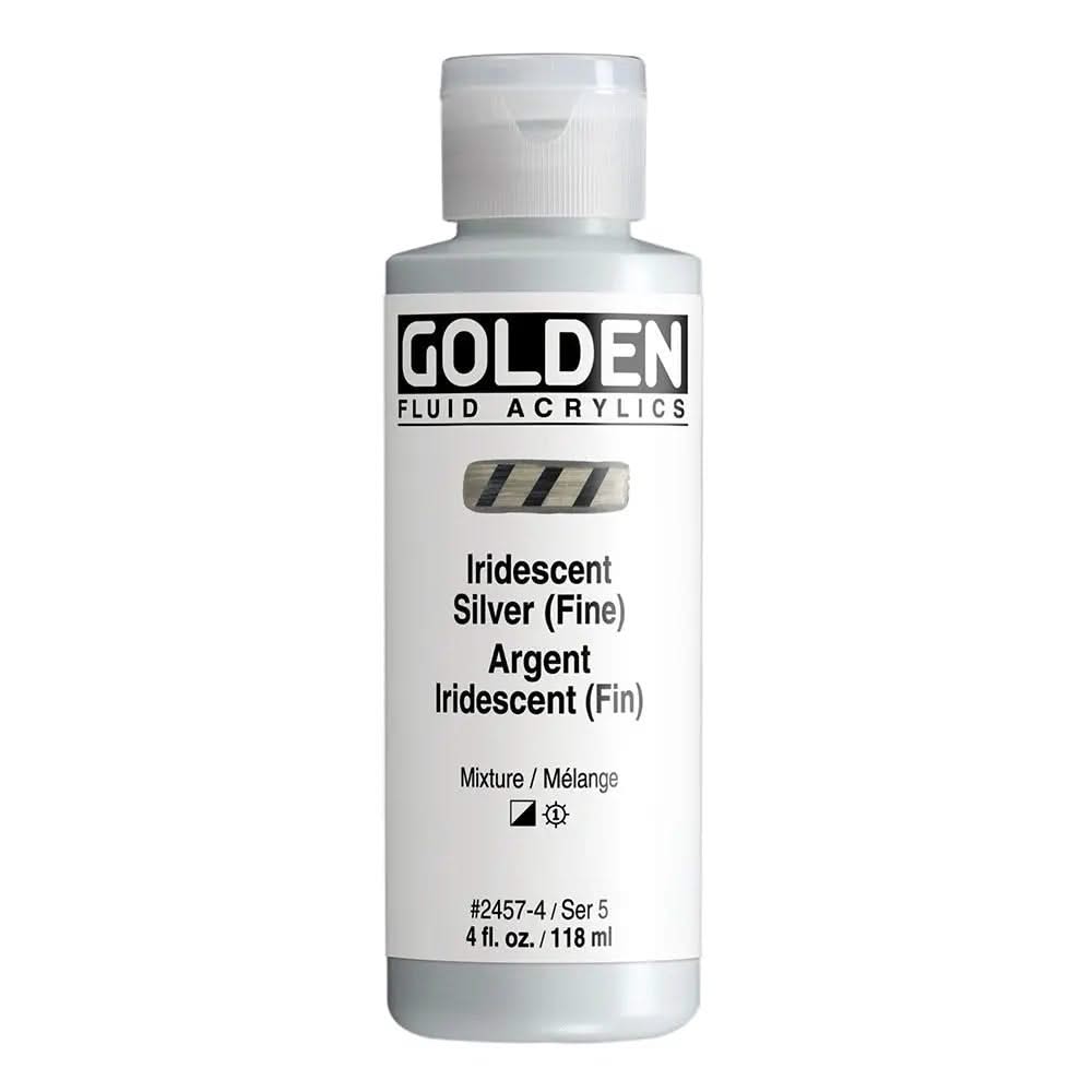 Golden Fluid Acrylfarbe Irisierende Silber (Fein) 118 ml - Kidis Art