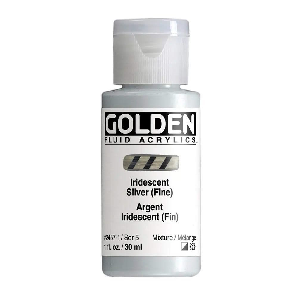 Golden Fluid Acrylfarbe Irisierende Silber (Fein) 30 ml - Kidis Art