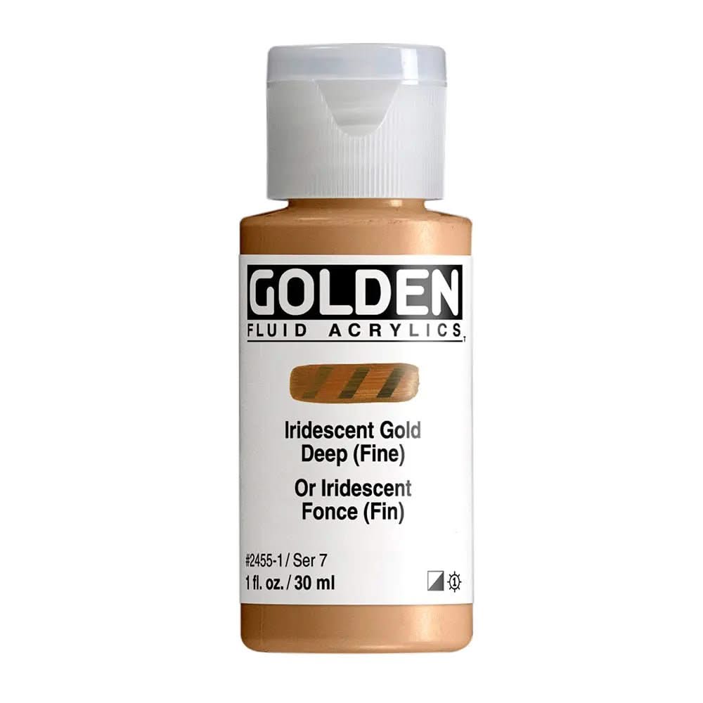 Golden Fluid Acrylfarbe Irisierende Tiefgold (fein) 30 ml - Kidis Art
