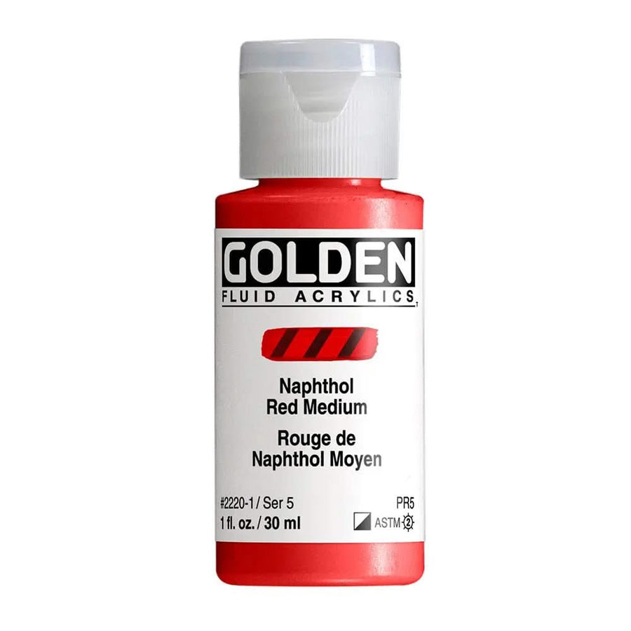 Golden Fluid Acrylfarbe Naphtholrot Mittel 30 ml - Kidis Art