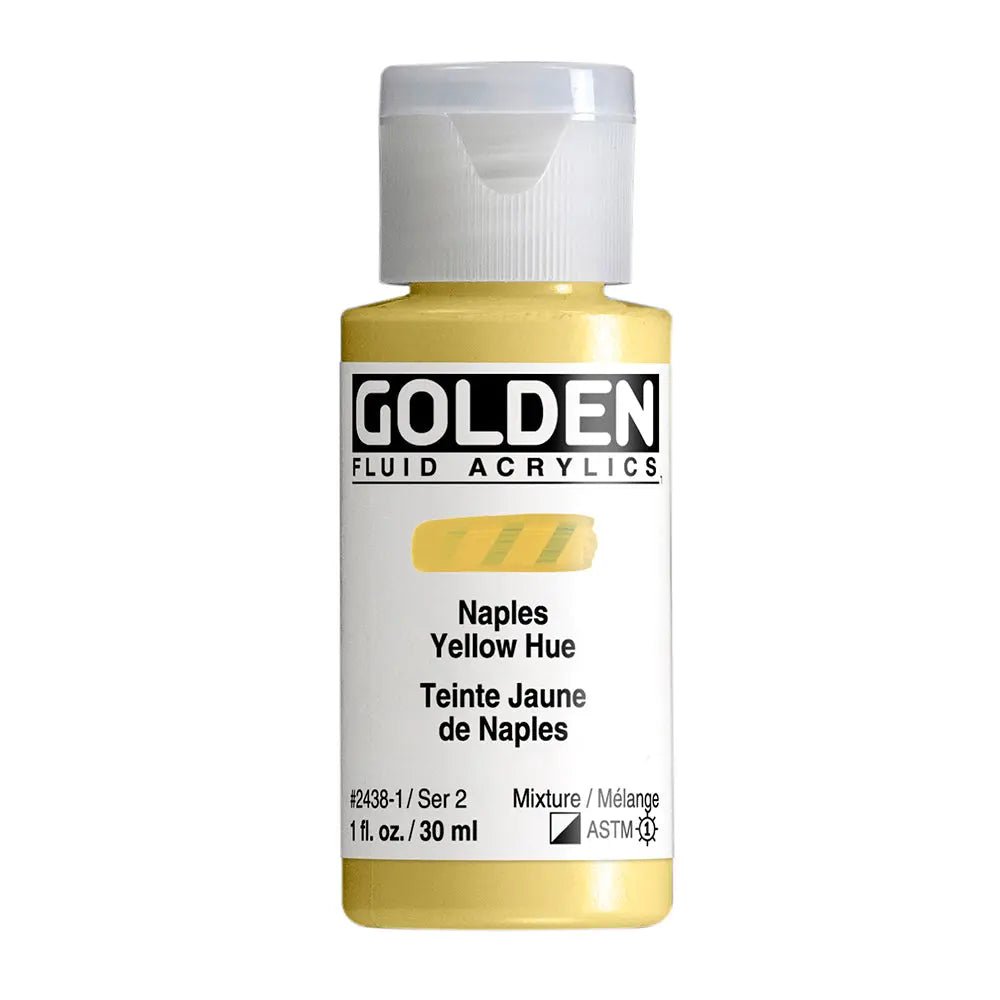 Golden Fluid Acrylfarbe Neapelgelb Farbton 30 ml - Kidis Art