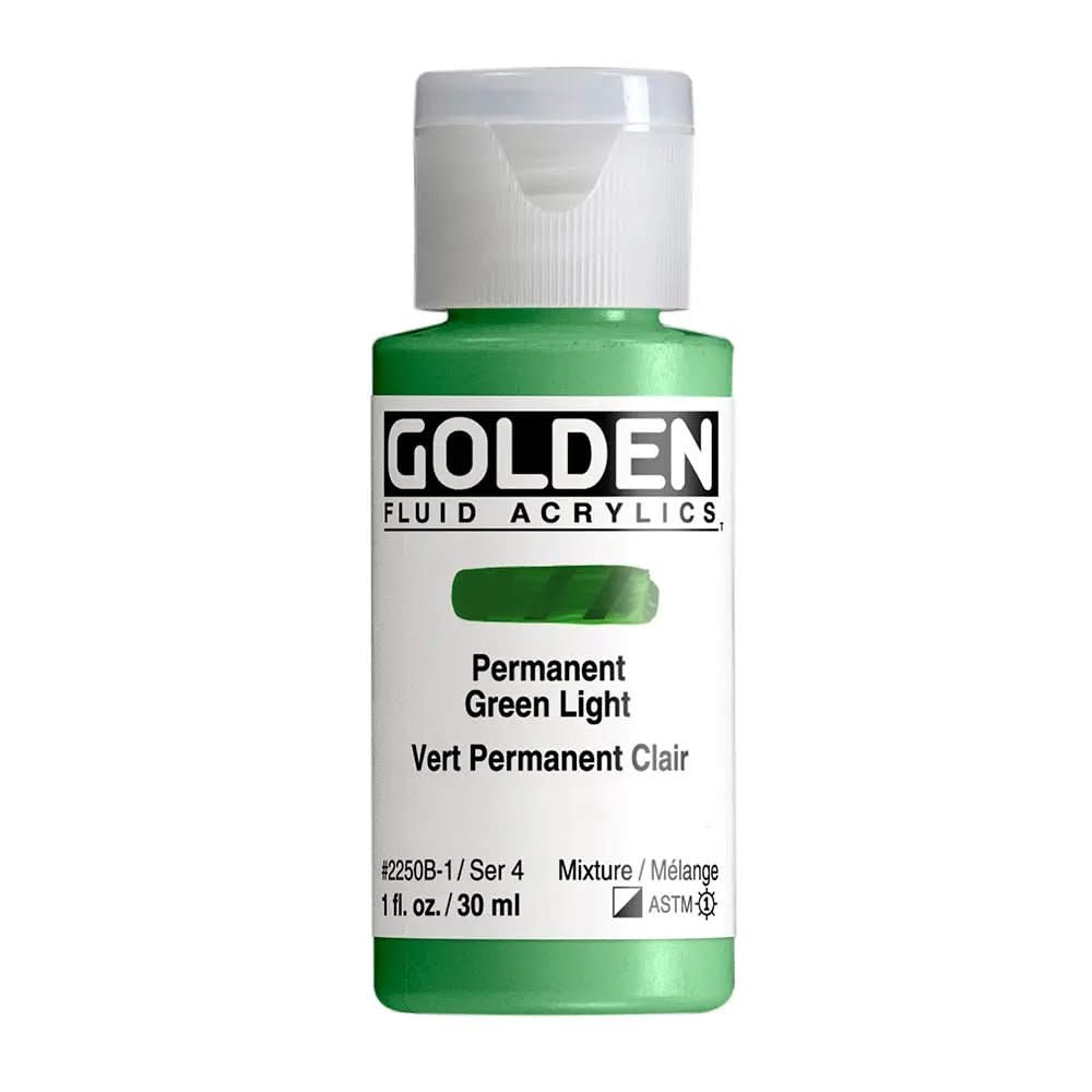 Golden Fluid Acrylfarbe Permanentgrun Hell 30 ml - Kidis Art
