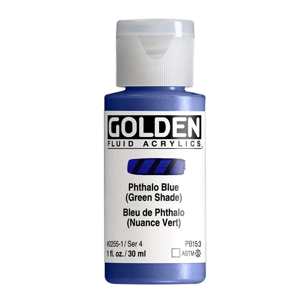 Golden Fluid Acrylfarbe Phthaloblau Grunton 30 ml - Kidis Art