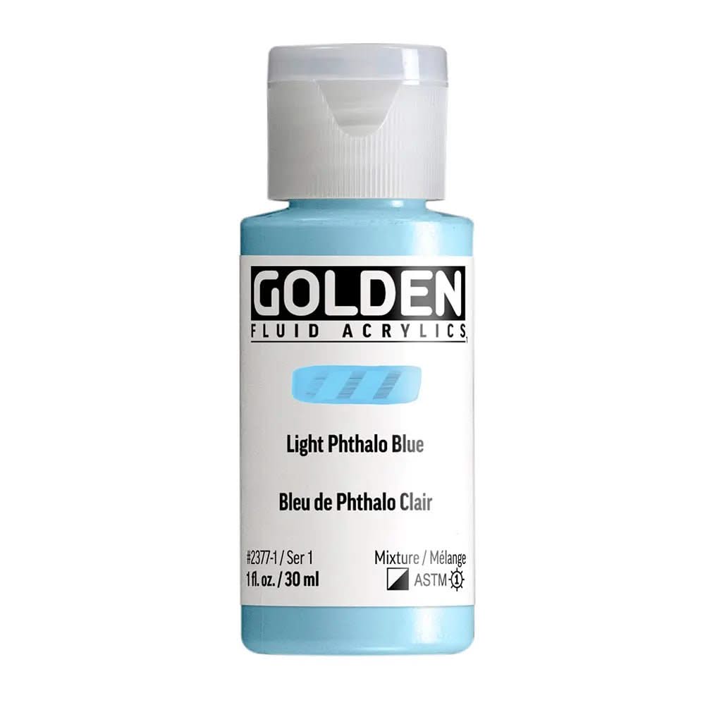 Golden Fluid Acrylfarbe Phthaloblau Hell 30 ml - Kidis Art