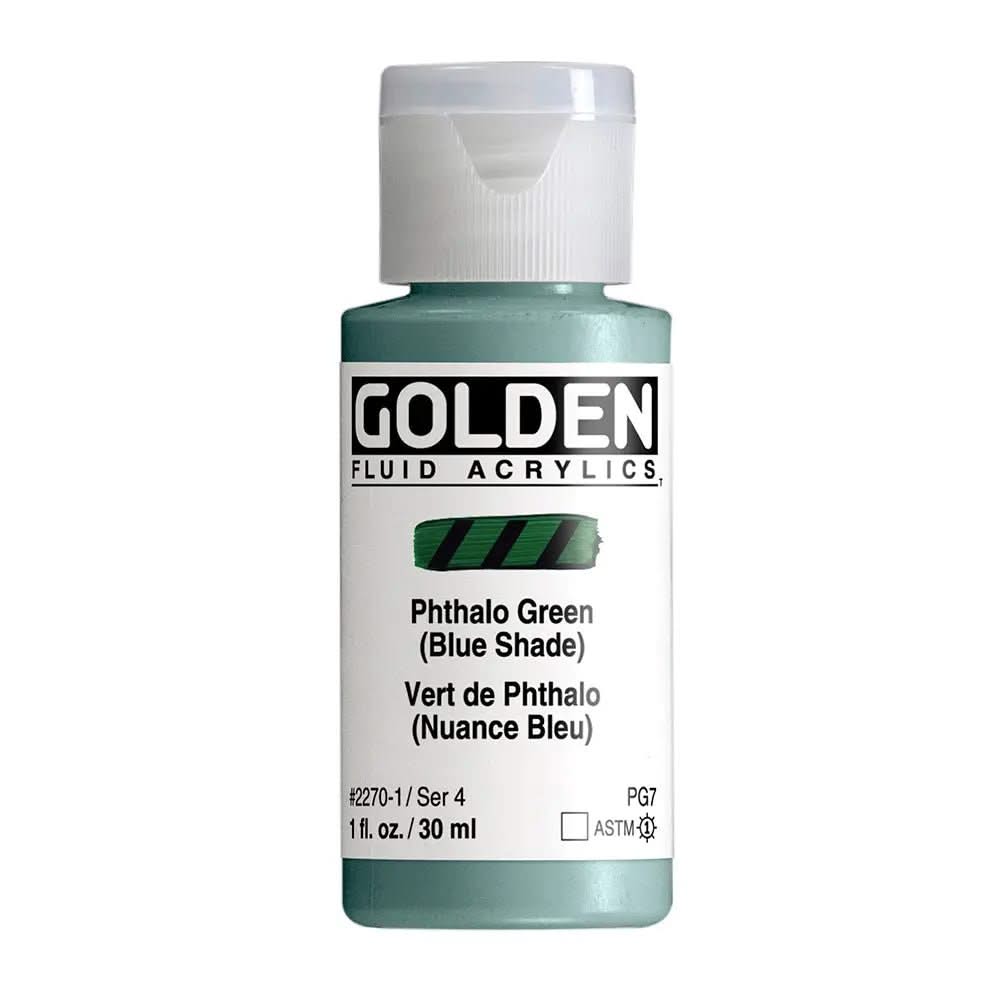 Golden Fluid Acrylfarbe Phthalogrun Blauton 30 ml - Kidis Art