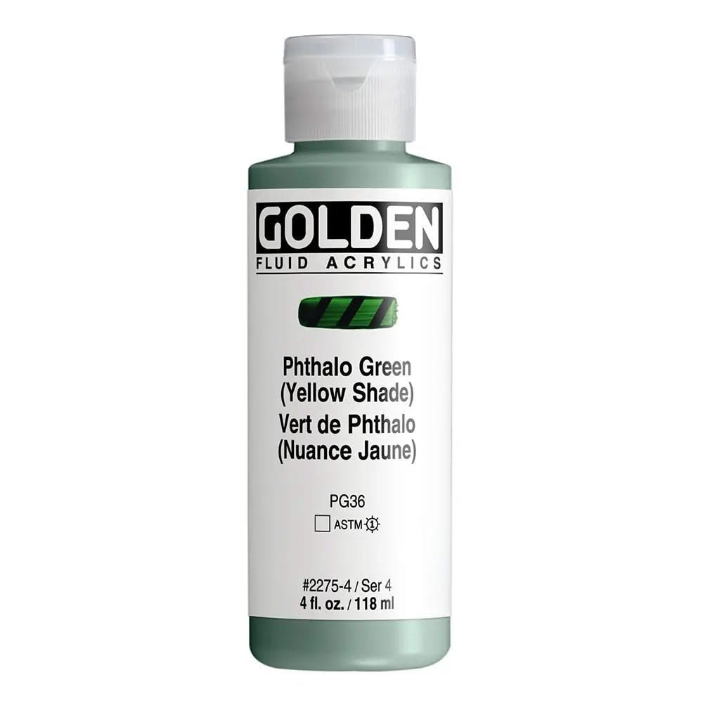 Golden Fluid Acrylfarbe Phthalogrun Gelbton 118 ml - Kidis Art