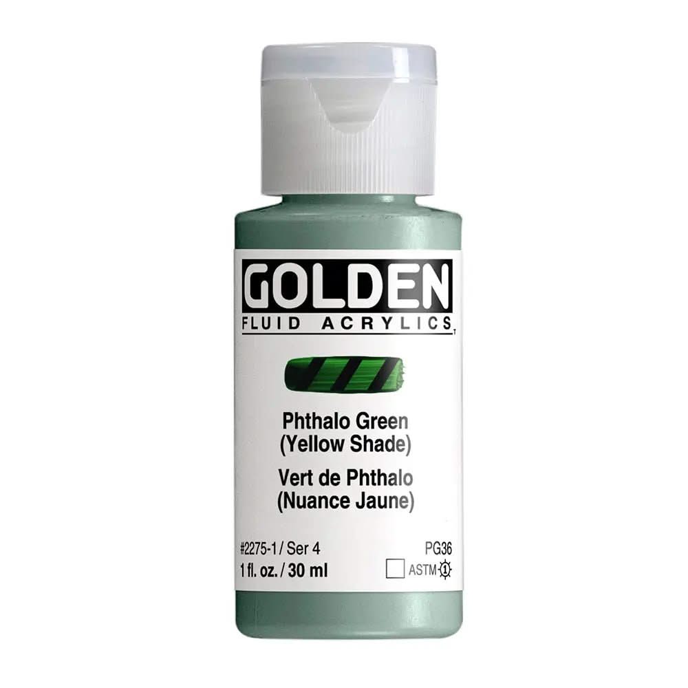 Golden Fluid Acrylfarbe Phthalogrun Gelbton 30 ml - Kidis Art