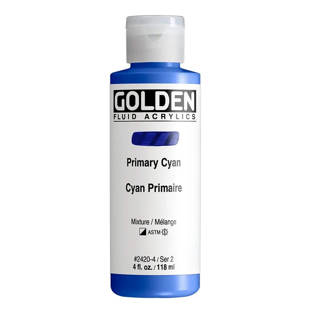 Golden Fluid Acrylfarbe Primarcyan 118 ml - Kidis Art
