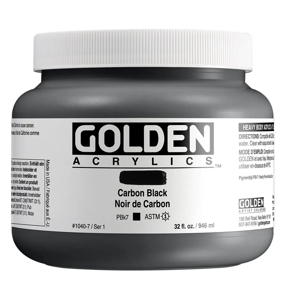 Golden Heavy Body Acrylfarbe Carbonschwarz 946 ml - Kidis Art