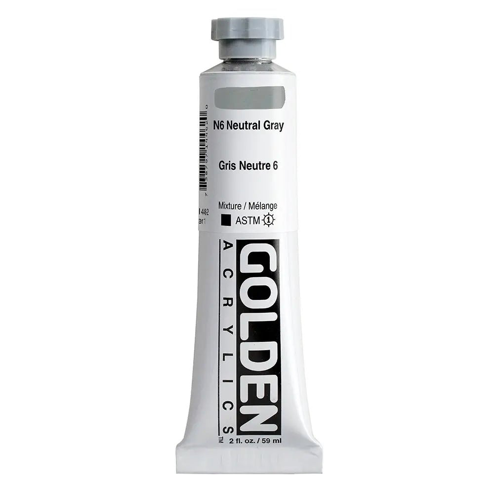 Golden Heavy Body Acrylfarbe N6 Neutral Grau 59 ml - Kidis Art