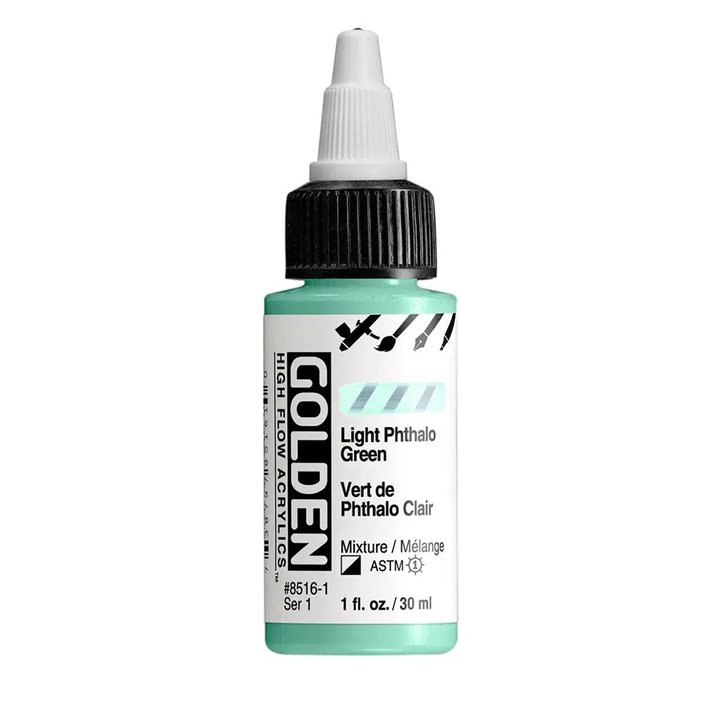 Golden High Flow Acrylfarbe Phthalogrun Hell. 30 ml - Kidis Art