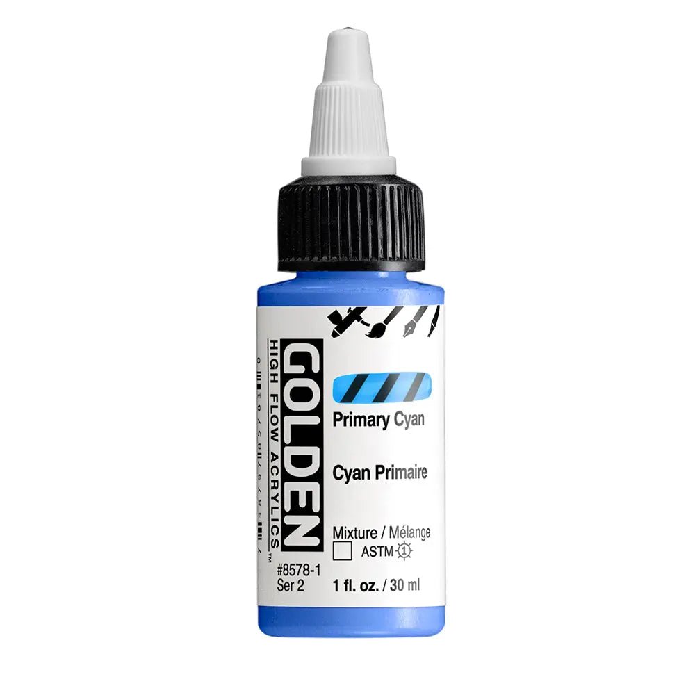 Golden High Flow Acrylfarbe Primarcyan 30 ml - Kidis Art