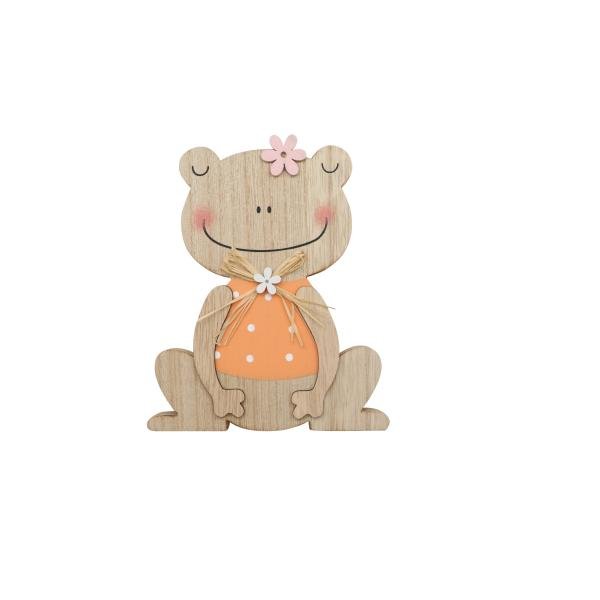 Holzfrosch, MDF, orange 13x15,5x2cm - Kidis Art