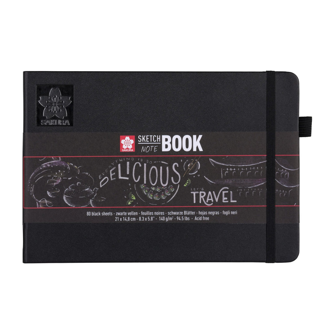 Sakura Skizzen/Notizbuch 21 x 14.8 cm 80 Blatt in Schwarz 140g - Kidis Art