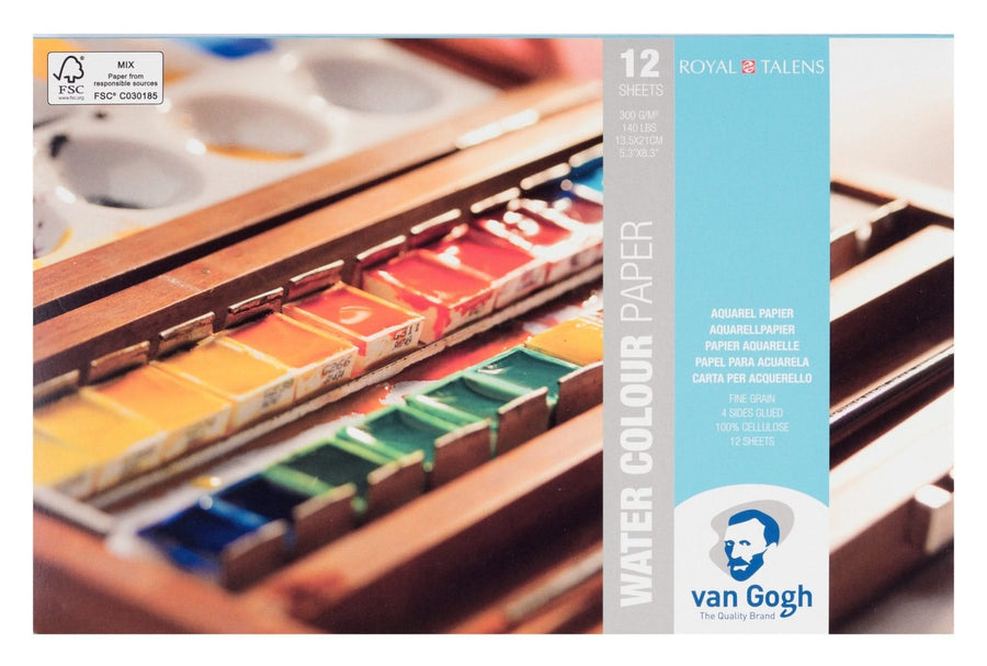 Van Gogh Aquarellpapierblock 12 Blatt 300 g Format 13,5 x 21 cm - Kidis Art