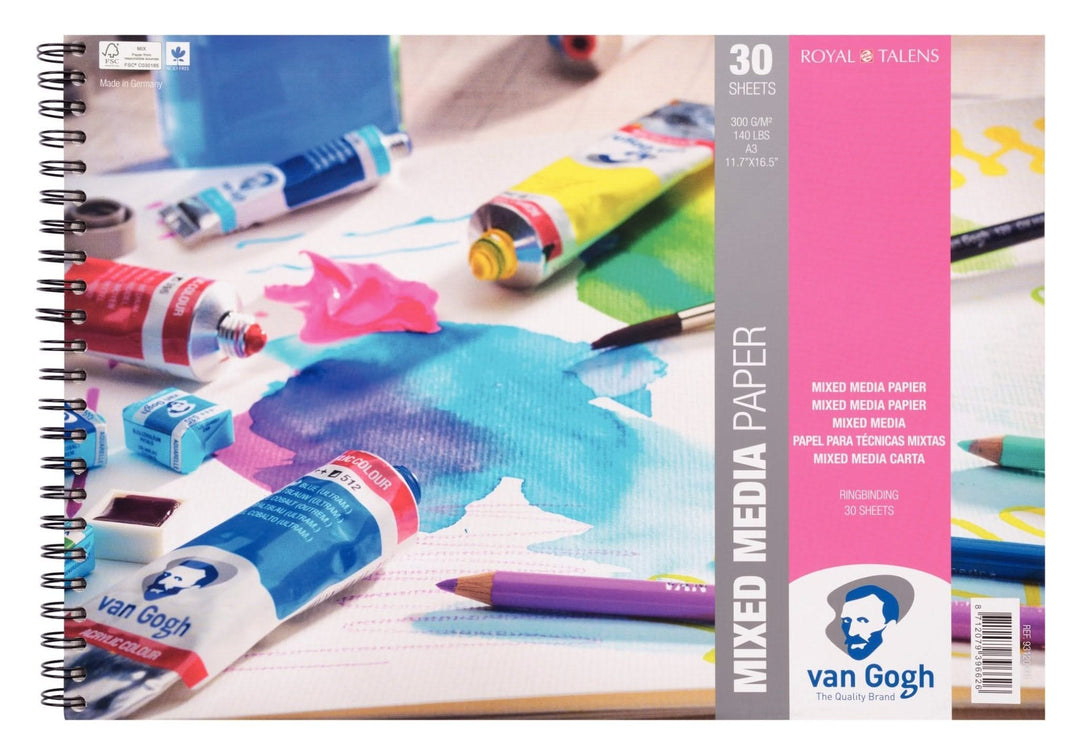 Van Gogh Spiralgebundener Block 30 Blatt 300 g/140 lb Größe 42 x 29,7cm (A3) - Kidis Art